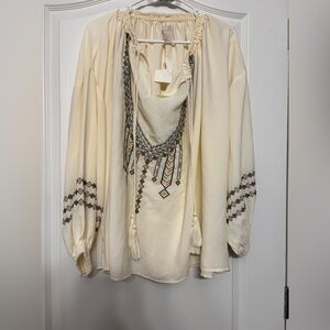 H&M Cream Embroidered Blouse